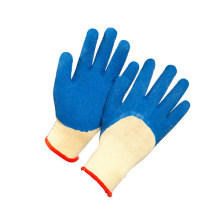 Hot Sale 10 Gauge Liner Half Coated Blue Latex Crinkle Safety Gloves